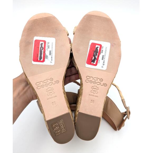 André Assous Milena Wedge Sandal Women's Open Toe Natural/Brown Size US8 EU38 - Picture 8 of 10